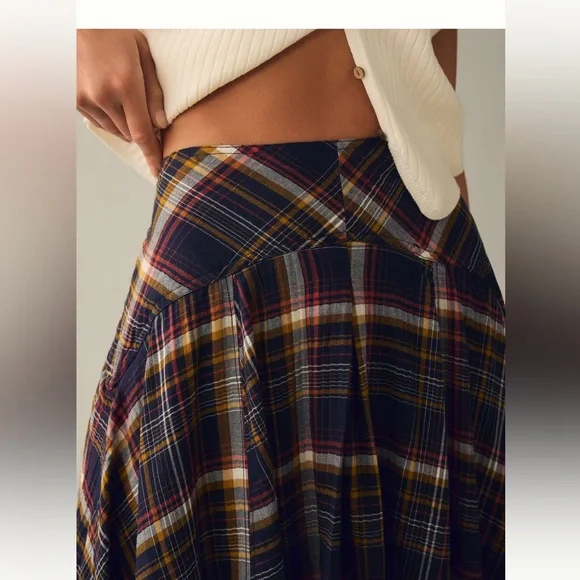 NWT Anthropologie-Pilcro Structured Godet Skirt in Navy - Picture 4 of 11